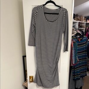 Isabel Maternity Black and White Sheath Dress with Raglan Sleeves